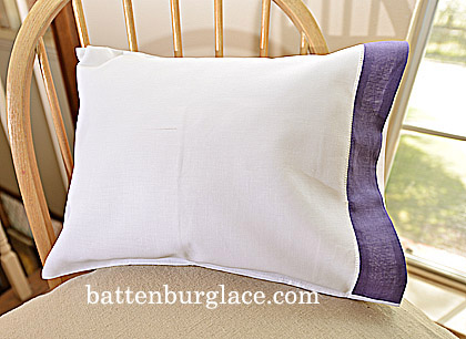 Hemstitch Baby Pillowcases, Violet color border, 2 cases.